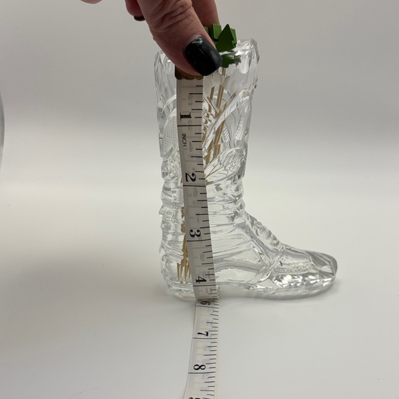 Elegant Clear Boot-Shaped Glass Vase - Store toothpicks or matches - Picture 4 of 5